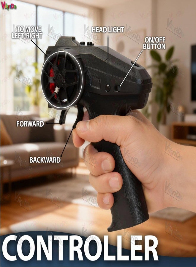 VikriDA 1:24 Scale RC Drift Car - 4WD High-Speed RC Racing Car with LED Lights, 2.4GHz Controller, Rechargeable Batteries & Drifting Tires - Grey & Red - Image 5